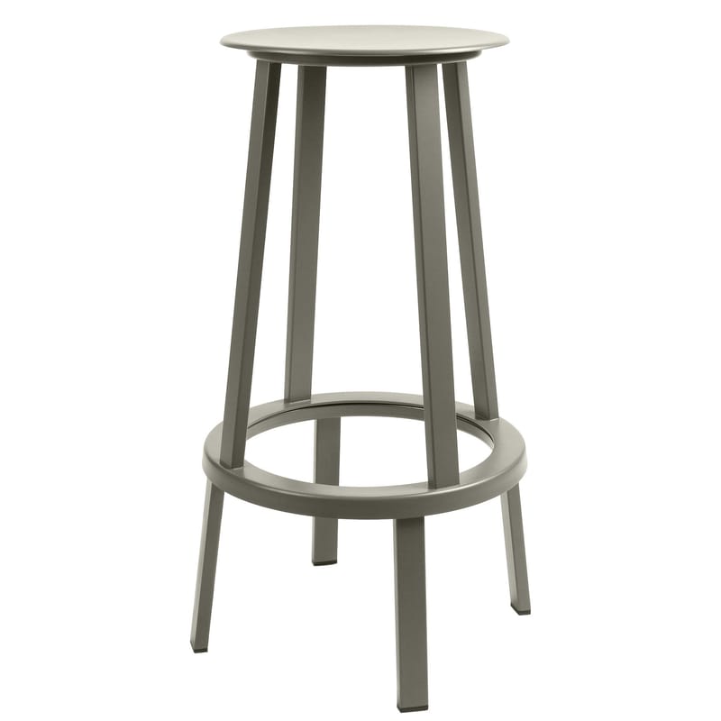 Furniture - Bar Stools - Revolver Swivel bar stool metal grey H 75 cm - Metal - Hay - Grey - Steel xith epowy paint