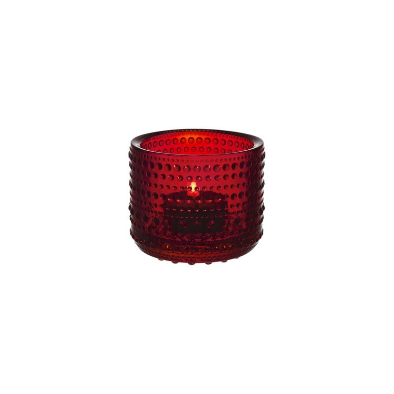 Dekoration - Kerzen, Kerzenleuchter und Windlichter - Windlicht Kastehelmi glas rot / Ø 7,6 x H 6,4 cm - Oiva Toikka (1964 - Iittala - Cranberry-rot - Pressglas