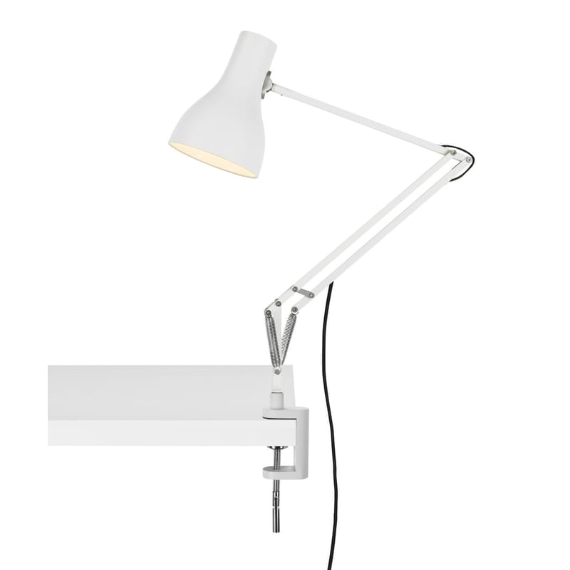 Dekoration - Für Kinder - Architekten Lampe Type 75 metall weiß / Klemmleuchte - Anglepoise - Alpinweiß - Aluminium, verchromter Stahl