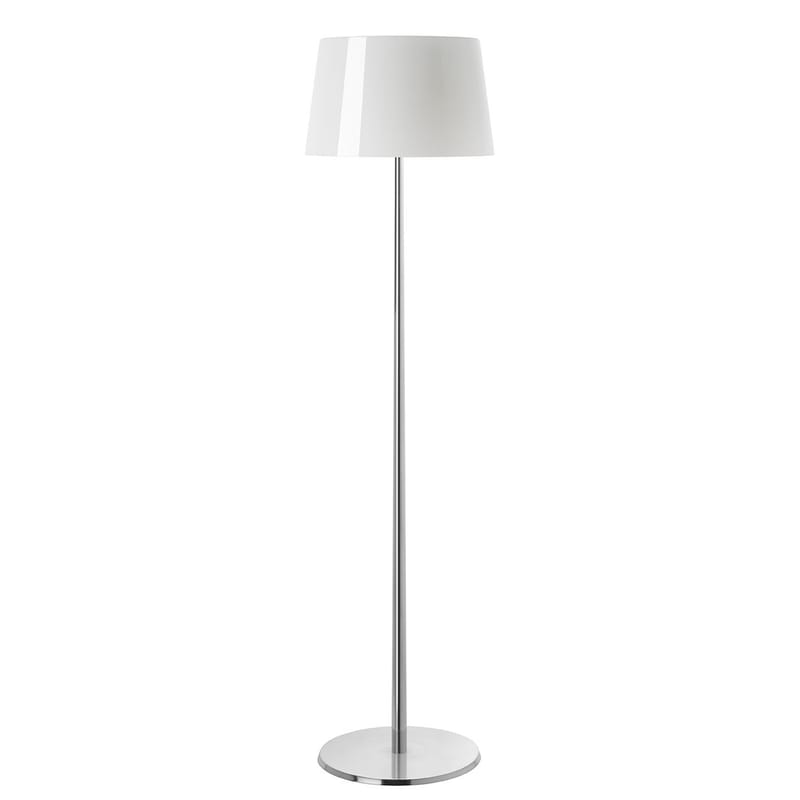 Luminaire - Lampadaires - Lampadaire Lumière XXL   / H 144 cm - Foscarini - Blanc / Pied aluminium - Aluminium poli, Verre soufflé