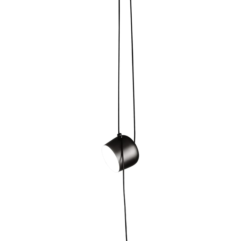 Lighting - Pendant Lighting - AIM Small Pendant metal black LED - Ø 17 cm - Flos - Black - Aluminium, Polycarbonate