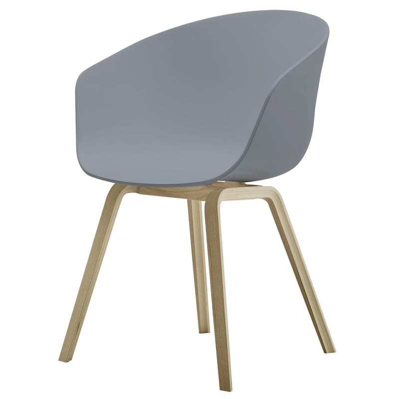 Möbel - Stühle  - About a chair AAC 22 Sessel - 4 Füße - Hay - Grau / Gestell Holz natur - Eiche, Polypropylen
