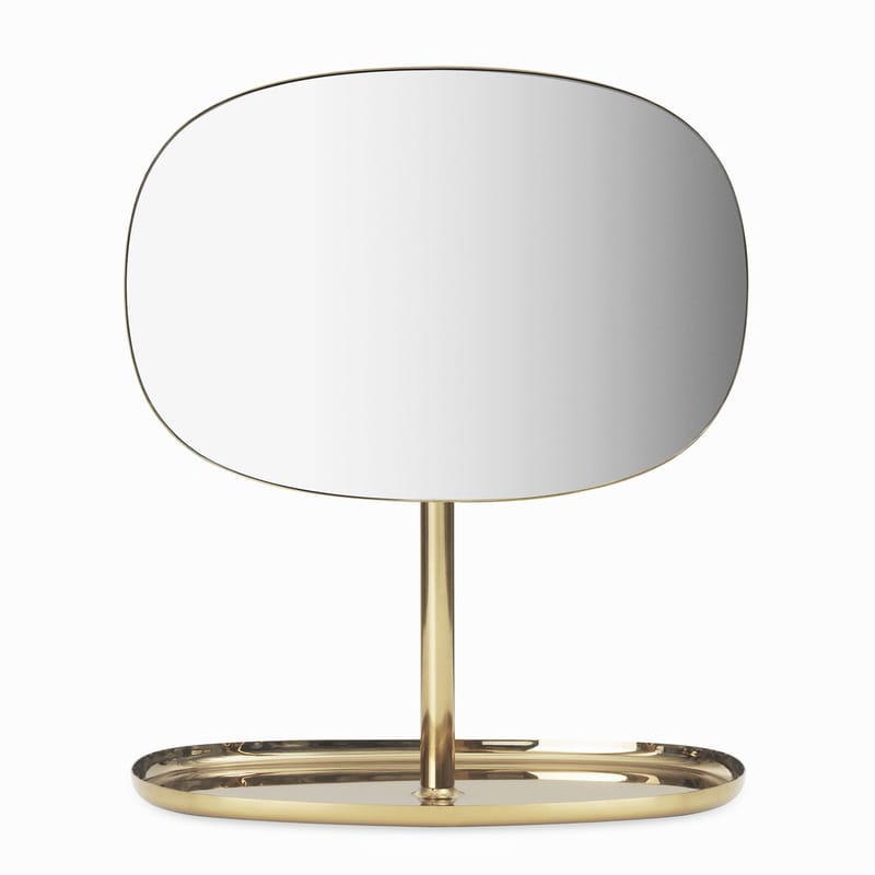 Decoration - Mirrors - Flip Free standing mirrors metal glass gold / Adjustable - sundries tray - Normann Copenhagen - Gold - Brass plated steel, Glass