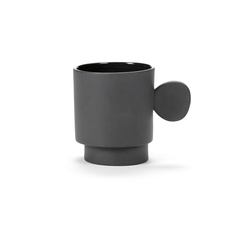 Table et cuisine - Tasses et mugs - Mug Inner Circle céramique gris / 35 cl - Grès - valerie objects - Gris foncé - Grès