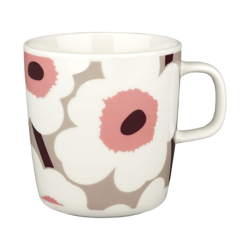 Table et cuisine - Tasses et mugs - Mug Unikko céramique multicolore / 40 cl - Marimekko - Unikko / Argile, rose, bordeaux - Grès