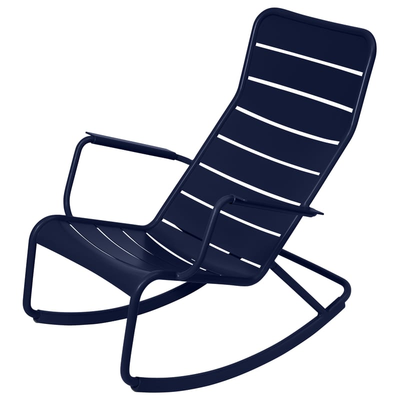 Jardin - Bains de soleil, chaises longues et hamacs - Rocking chair Luxembourg métal bleu / Aluminium - Fermob - Bleu abysse - Aluminium laqué