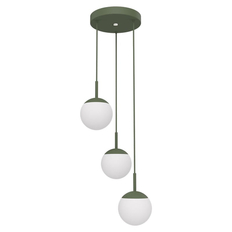 Luminaire - Suspensions - Suspension Mooon! Triple LED métal verre vert / Bluetooth - Ø 15 cm - Fermob - Cactus - Aluminium, Verre