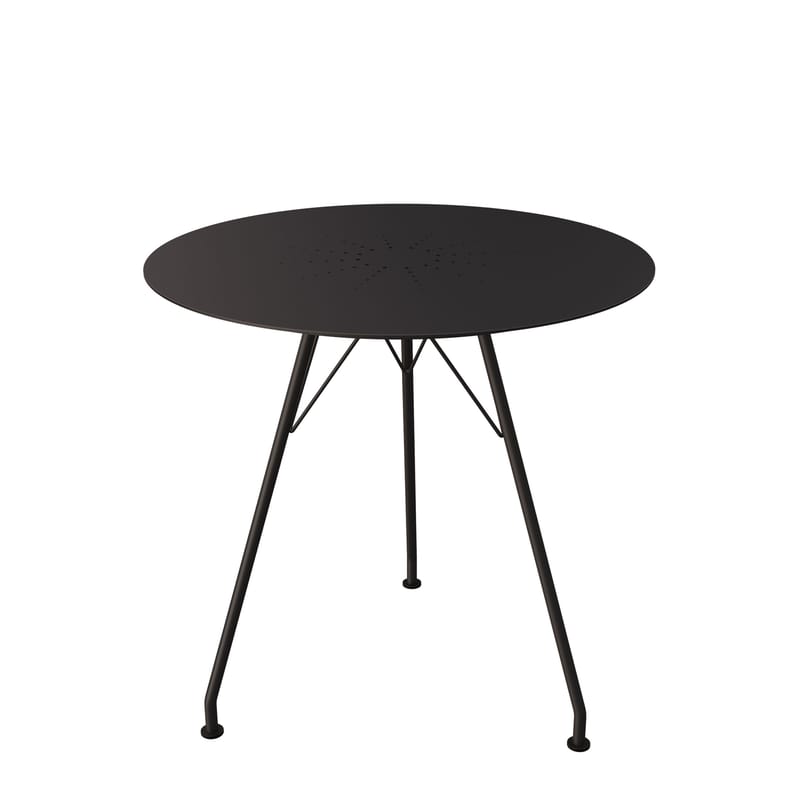 Jardin - Tables de jardin - Table ronde Circum métal noir / Aluminium - Ø 74 cm - Houe - Noir - Acier thermolaqué, Aluminium thermolaqué