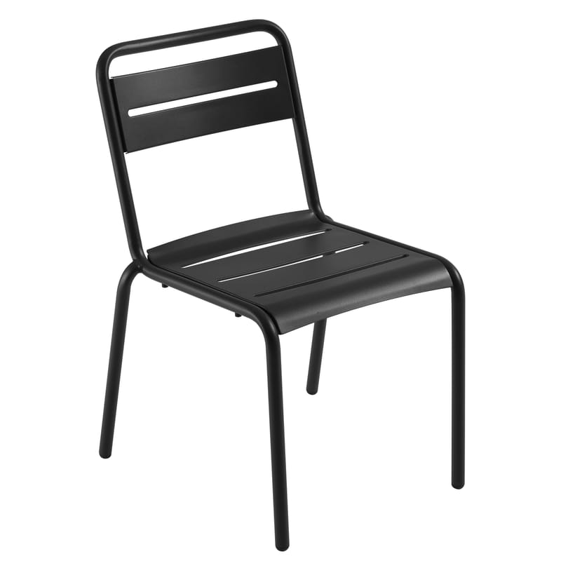Mobilier - Chaises, fauteuils de salle à manger - Chaise empilable Star métal noir - Emu - Noir mat - Acier verni, Tôle galvanisée