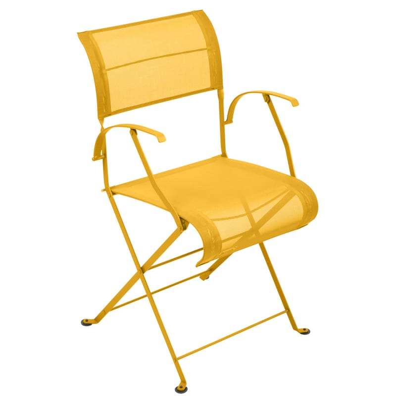 Mobilier - Chaises, fauteuils de salle à manger - Fauteuil pliant Dune tissu jaune - Fermob - Miel - Acier laqué, Toile polyester