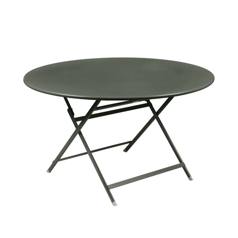 Jardin - Tables de jardin - Table pliante Caractère métal vert / Ø 128 cm / 7 personnes - Fermob - Romarin - Acier peint