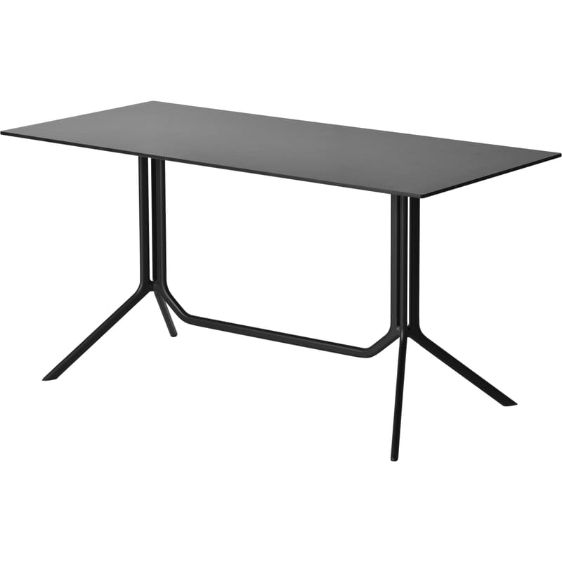 Jardin - Tables de jardin - Table pliante Poule double noir / 150 x 70 cm - Stratifié - Kristalia - Noir - Aluminium laqué époxy, Stratifié