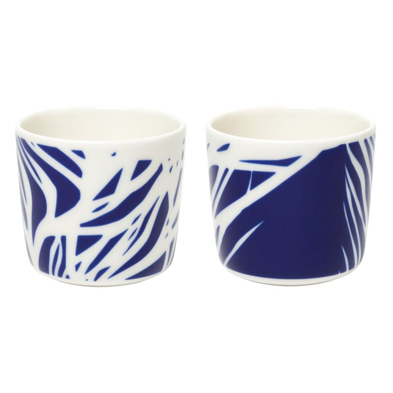 Table et cuisine - Tasses et mugs - Tasse à café Ruudut céramique bleu blanc / Sans anse - Set de 2 - Marimekko - Ruudut / Blanc, bleu - Grès