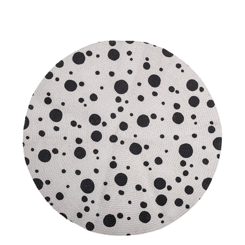 Dekoration - Für Kinder - Teppich  textil beige / Ø 80 cm - Jute - Bloomingville - Beige / schwarze Punkte - Jute