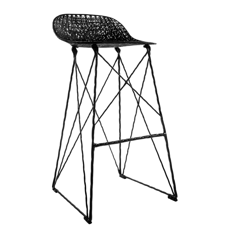 Furniture - Bar Stools - Carbon Outdoor High stool plastic material black Outdoor - Seat : H 76 cm - Moooi - H 76 cm - Black - Carbon fibre