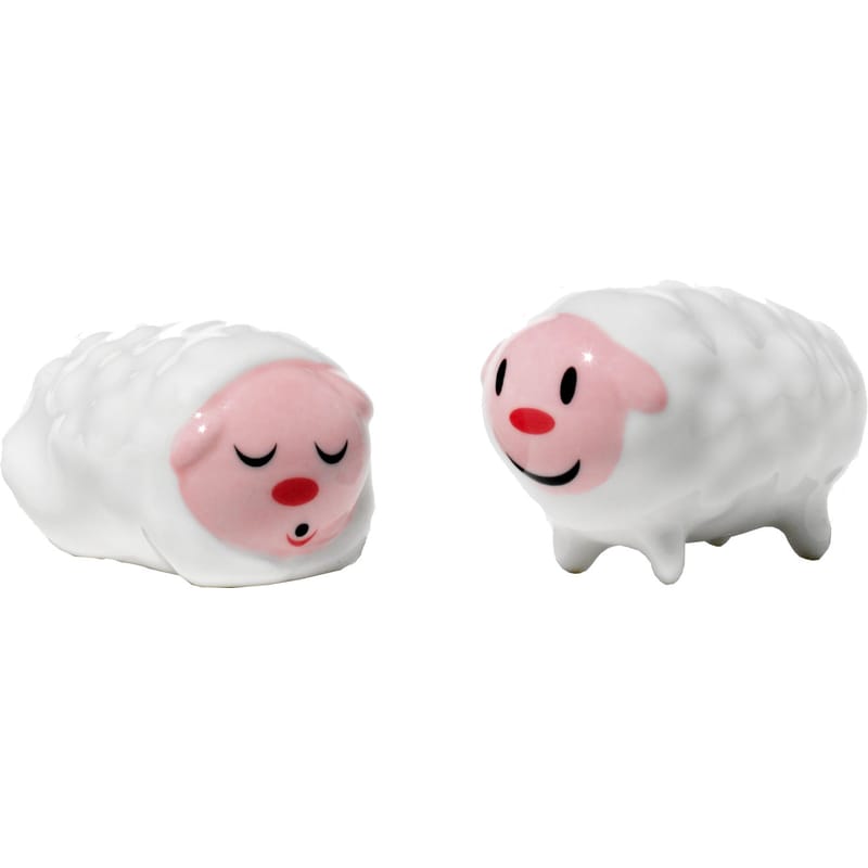 Product selections - Design Good Deals - Tiny little sheeps Christmas crib figure ceramic multicoloured Set of two - Alessi - 2 sheeps / White & pink - China