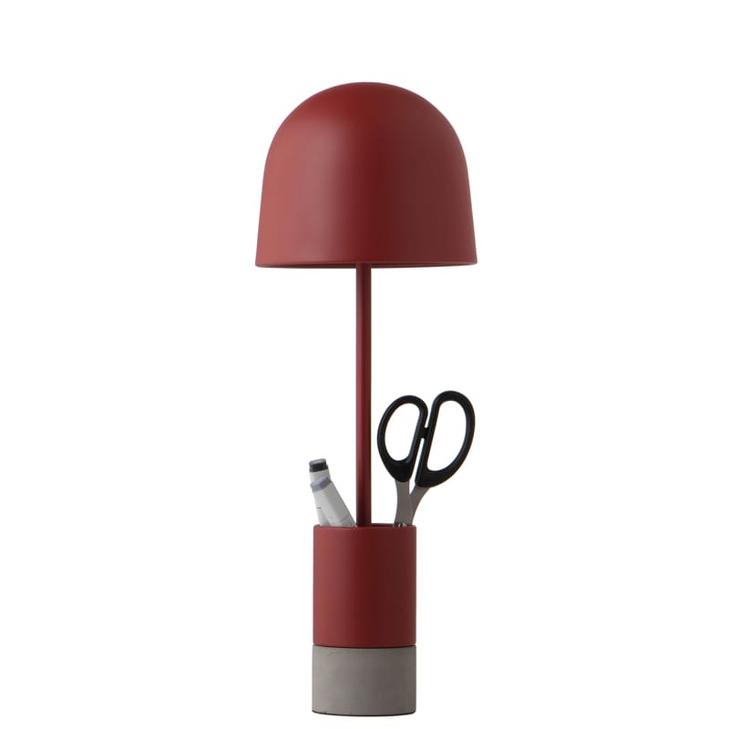 Luminaire - Lampes de table - Lampe de table Pen métal pierre rouge orange / béton - Frandsen - Rouille mat - Béton, Métal peint