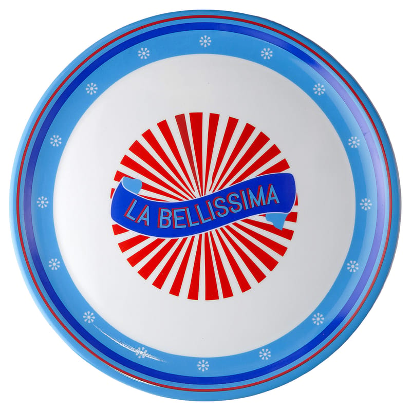 Tableware - Trays and serving dishes - Bel Paese - La Bellissima Pizza plate ceramic blue red / Ø 32 cm - China - Bitossi Home - Bellissima - China
