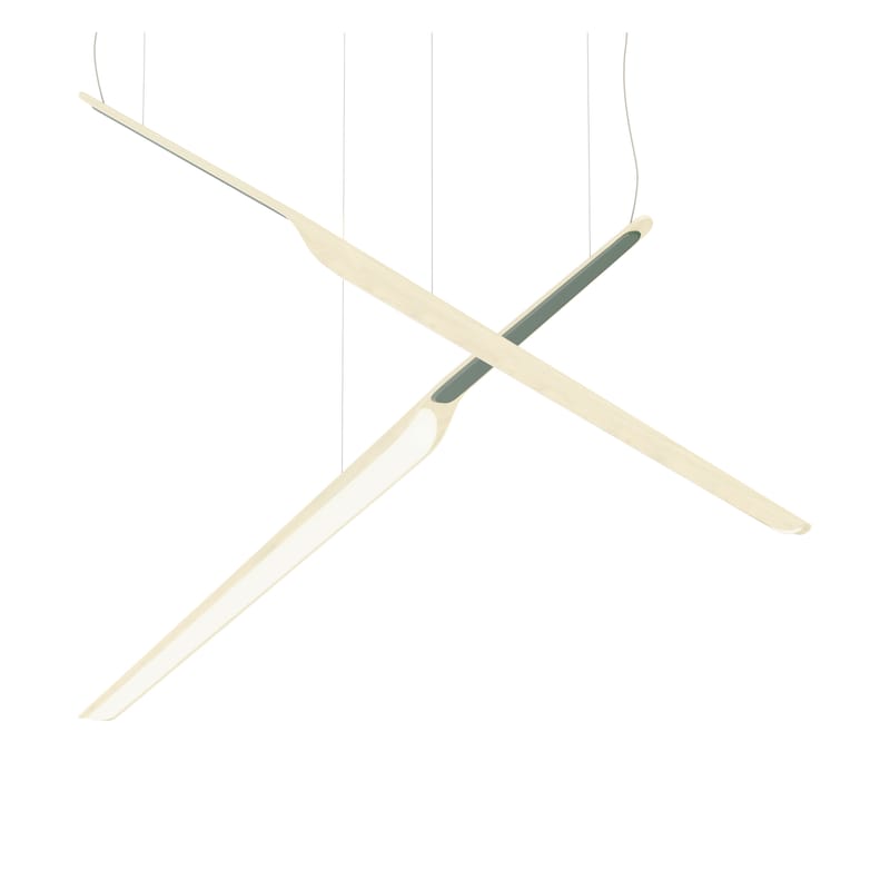 Luminaire - Suspensions - Suspension Swan Wing bois naturel / L 118 cm - Tunto - Bouleau / Vert-gris - Contreplaqué de bouleau, Polypropylène