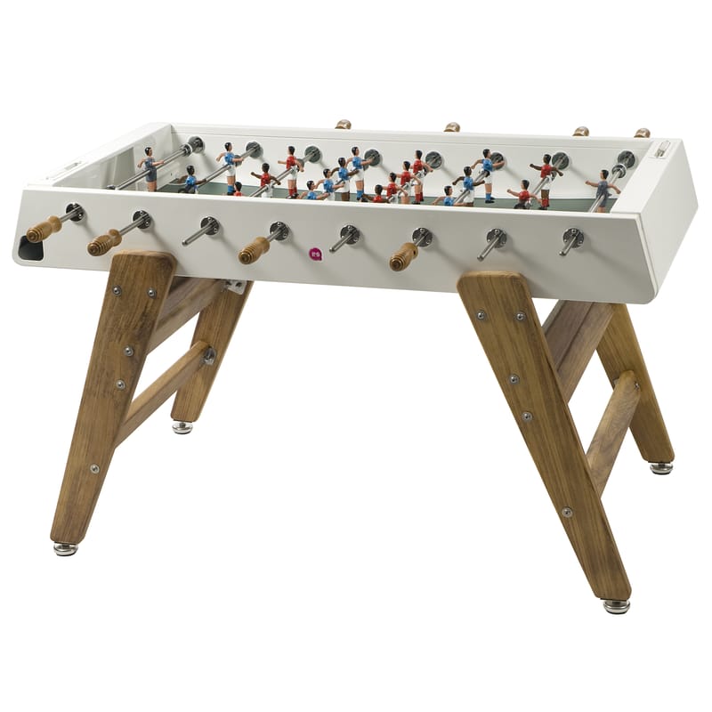 Furniture - Miscellaneous furniture - RS3 Wood Table football metal white natural wood L 151 cm - RS BARCELONA - White / Wood - Iroko wood, Stainless steel