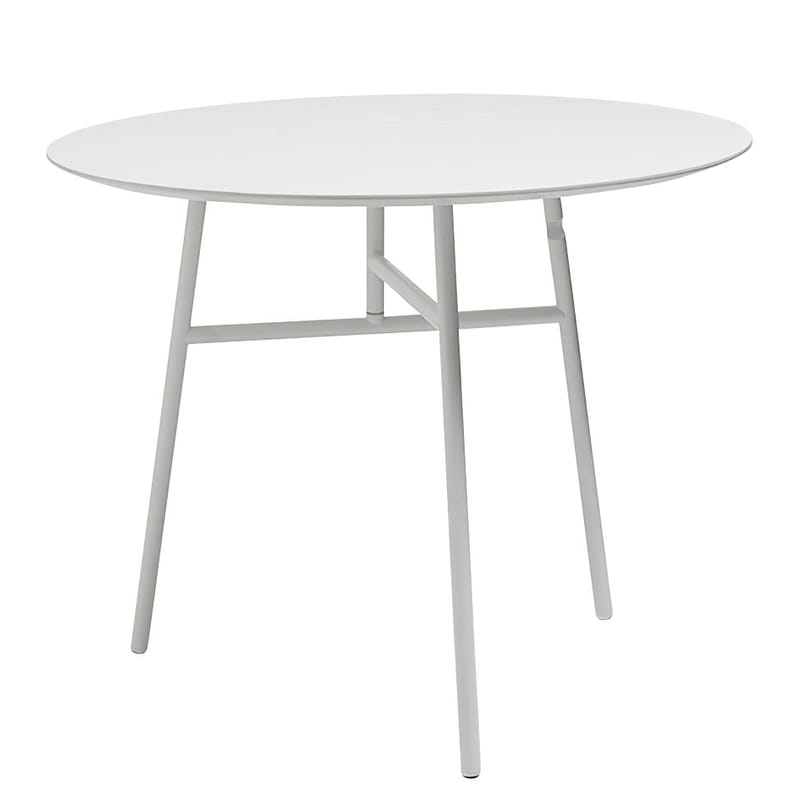 Dossiers - Tendance Nature moderne - Table pliante Tilt Top métal bois blanc / Ø 90 cm - Hay - Blanc - Acier laqué, MDF plaqué frêne teinté
