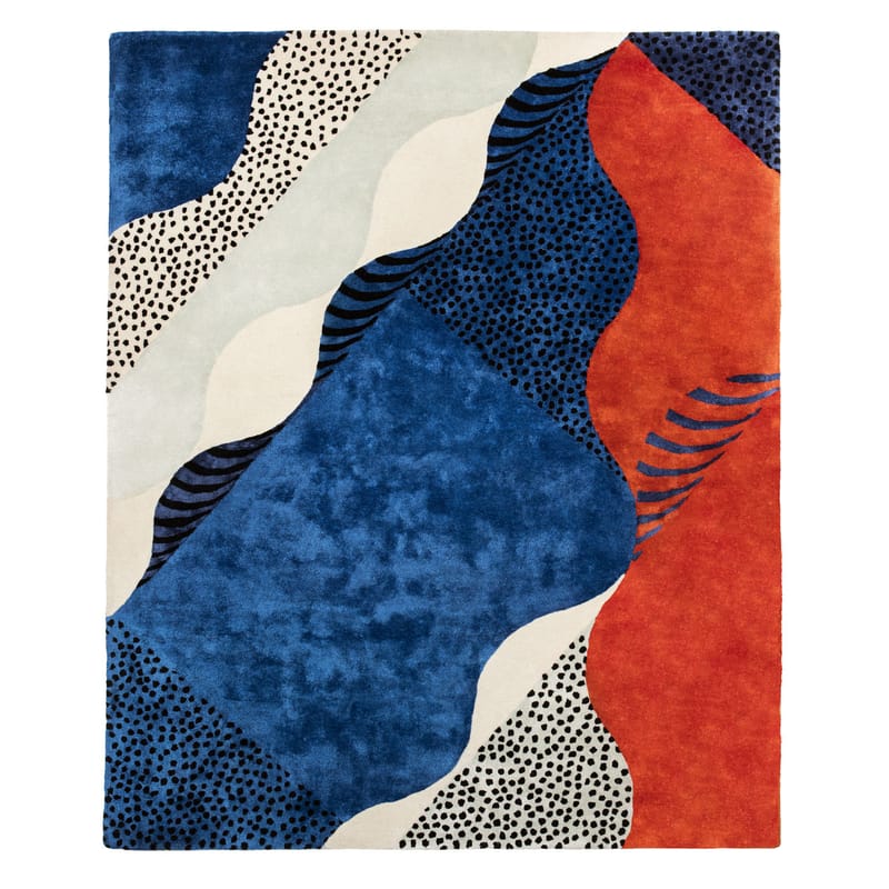 Décoration - Tapis - Tapis Silkscreen Small  bleu multicolore / 200 x 140 cm - Tufté main - Moustache - 200 x 140 cm / Multicolore - Laine, Soie