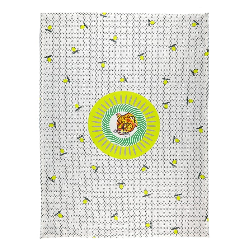 Table et cuisine - Tabliers et torchons   - Torchon Tigre tissu jaune vert / 50 x 70 cm - Coton - Bitossi Home - Tigre - Coton