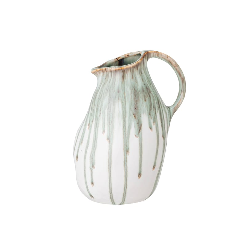 Décoration - Vases - Vase Link céramique blanc / Ø 12 x H 19 cm - Grès - Bloomingville - Blanc & vert - Grès