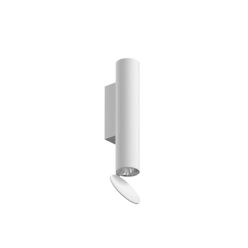 Leuchten - Wandleuchten - Wandleuchte Flauta Spiga INDOOR metall weiß / LED - Fischgrätmuster / H 22,5 cm - Flos - Weiß - Aluminium