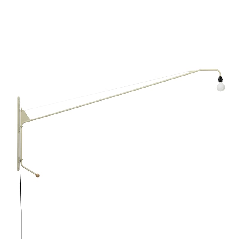 Luminaire - Appliques - Applique avec prise Potence métal blanc / Jean Prouvé (1950) - L 203 cm - Vitra - Blanc Colombe - Acier époxy, Chêne