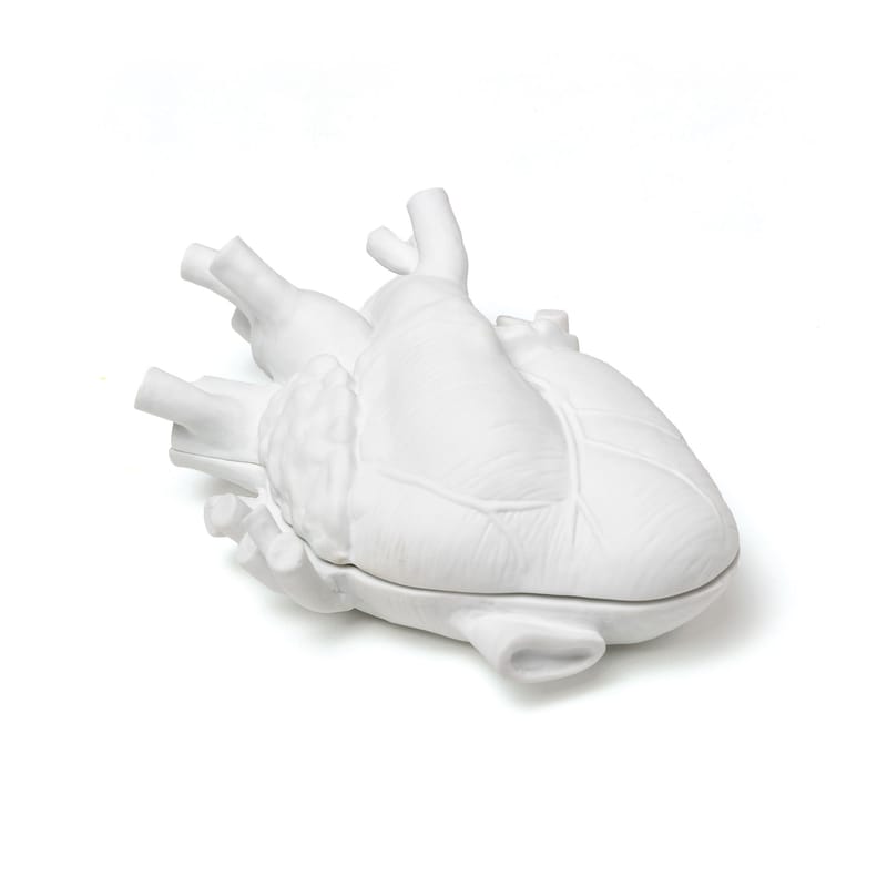 Décoration - Boîtes déco - Boîte Love in a Box céramique blanc / Cœur humain  - 13,6 x 18,9 cm - Seletti - Blanc / Intérieur blanc - Porcelaine
