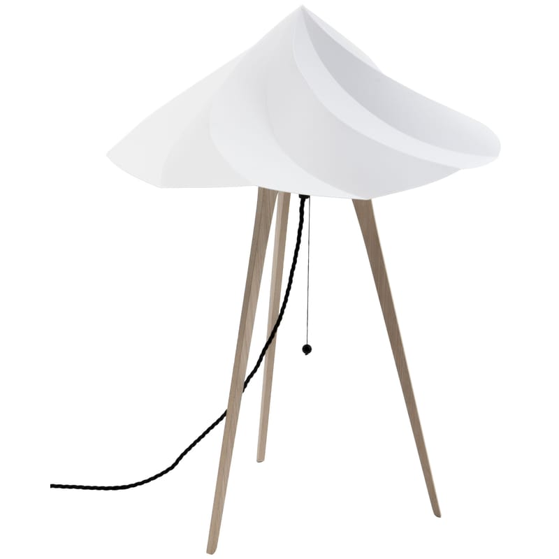Luminaire - Lampes de table - Lampe à poser Chantilly Large plastique bois gris / H 65 cm - Moustache - Gris - Multiplis de chêne, Polypropylène recyclé