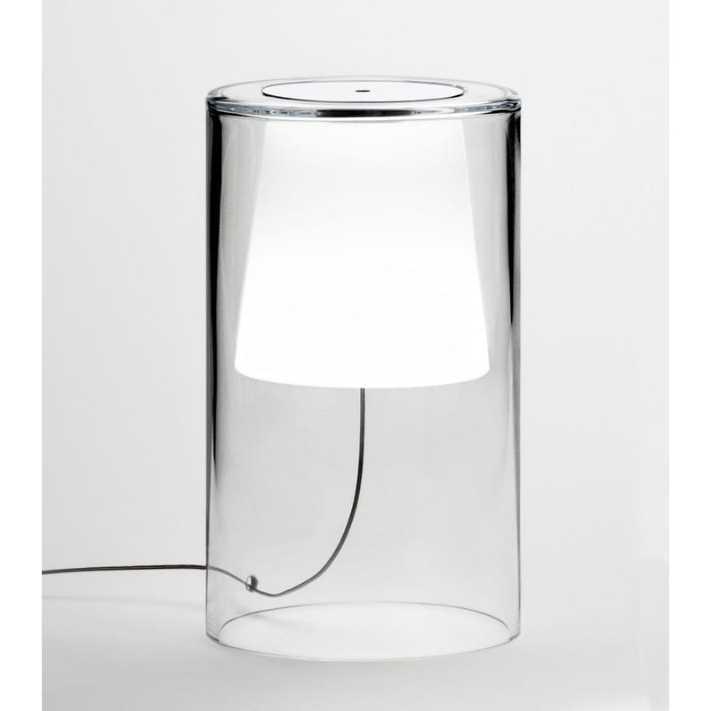 Luminaire - Lampes de table - Lampe de table Join Large verre blanc transparent / H 34 cm - Vibia - H 34 cm / Transparent & blanc - Verre soufflé
