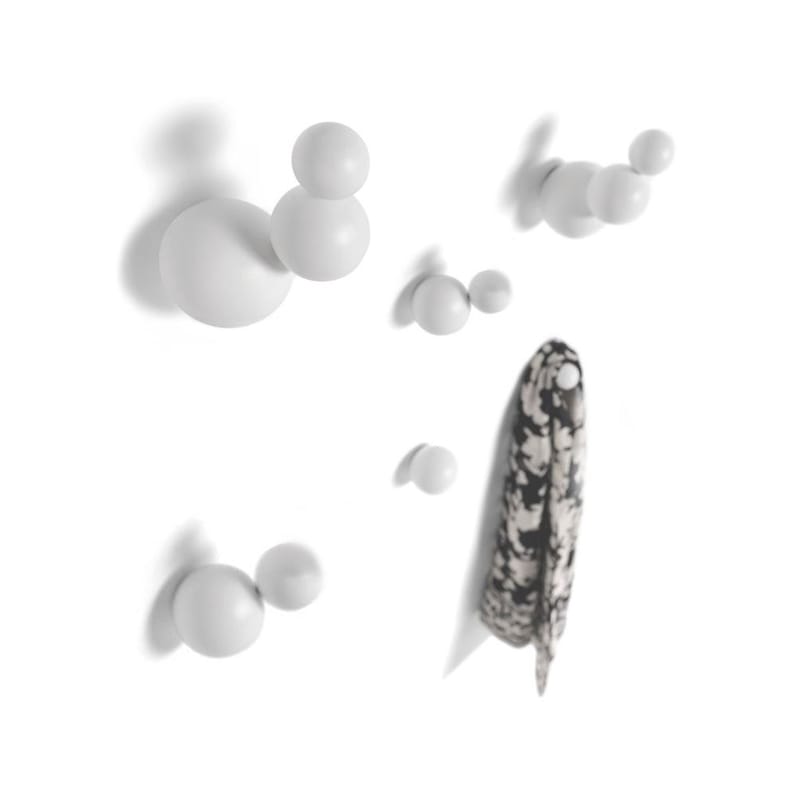 Mobilier - Portemanteaux, patères & portants - Patère Bubble bois blanc / Set de 5 - Mogg - Blanc - Hêtre massif tourné