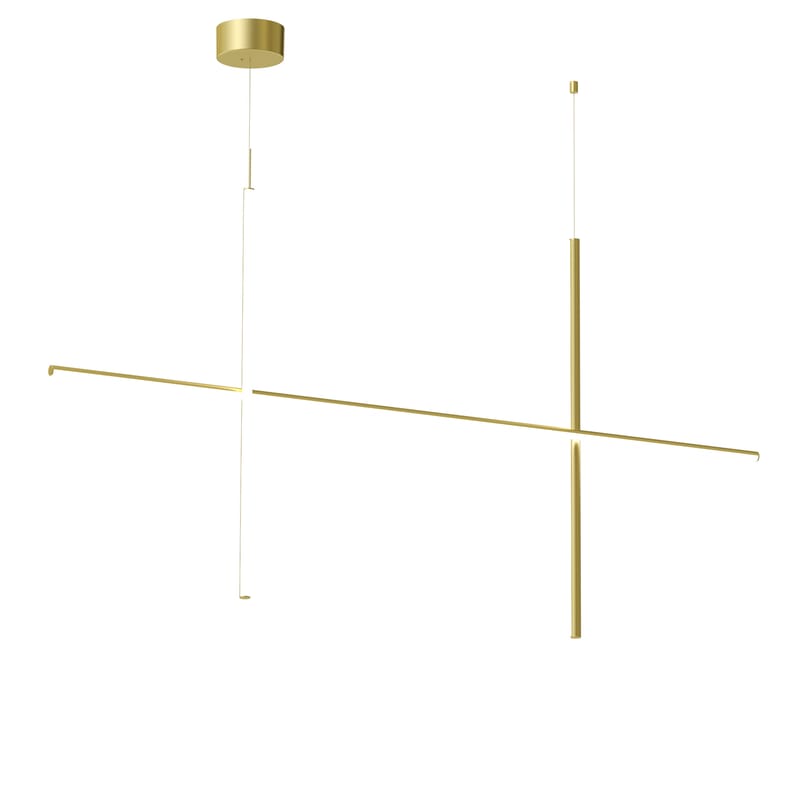Leuchten - Pendelleuchten - Pendelleuchte Coordinates S2 gold metall LED / L 176 cm x H 92 cm - Flos - Champagner eloxiert - extrudiertes Aluminium