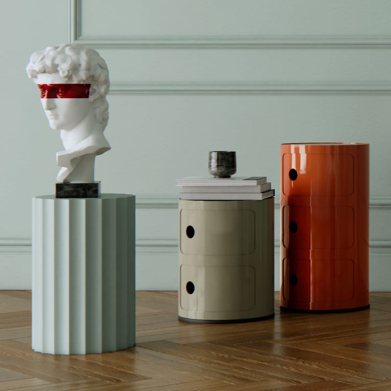 Rangement Componibili plastique orange (1968) / 3 tiroirs - H 58 cm - Kartell