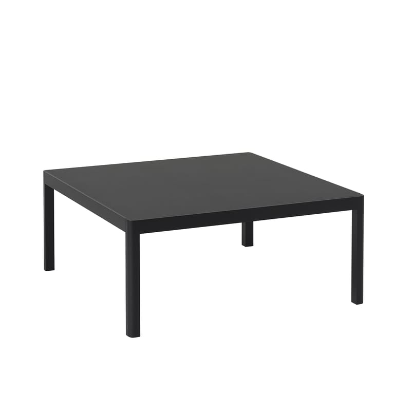Mobilier - Tables basses - Table basse Workshop plastique bois noir / 86 x 86 x H 38 cm - Linoleum - Muuto - Linoleum noir / Pieds chêne noir - Chêne massif, Linoléum