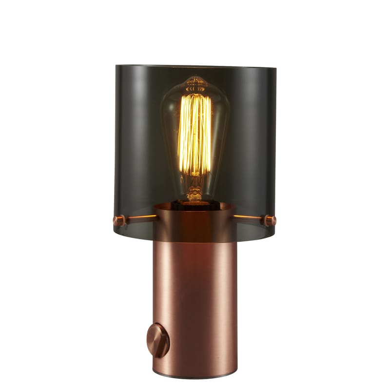 Lighting - Table Lamps - Walter 1 Table lamp glass grey copper metal H 27 cm - Dimmer - Original BTC - Anthracite glass & Copper - Glass, Satined copper