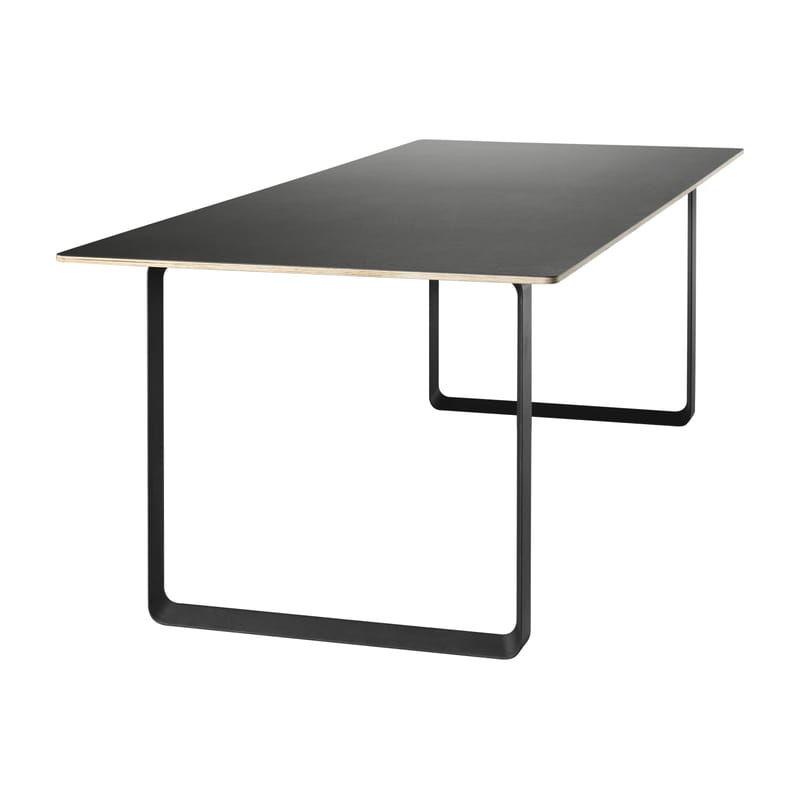 Mobilier - Bureaux - Table rectangulaire 70-70 / 170 x 85 cm - Contreplaqué finition linoleum - Muuto - Noir - Aluminium, Contreplaqué, Linoléum