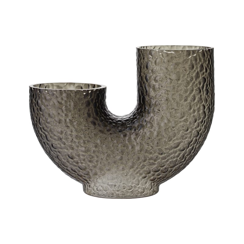 Décoration - Vases - Vase Arura Medium verre gris / texturé - L 34 x H 26 cm - AYTM - Gris - Verre soufflé bouche