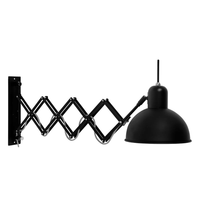 Lighting - Wall Lights - Aberdeen Wall light with plug metal black / Extensible arm - Adjustable - It\'s about Romi - Matt black - Painted steel