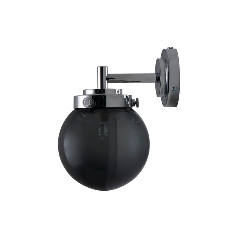 Luminaire - Appliques - Applique Mini Globe verre gris noir transparent métal / Ø 12 cm - Verre soufflé - Original BTC - Verre anthracite / Chromé - Chrome poli, Verre soufflé