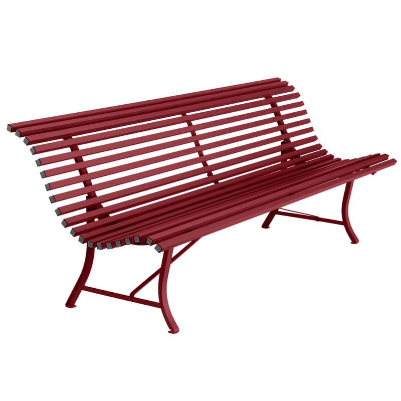 Outdoor - Garden benches - Louisiane Bench with backrest metal red / L 200 cm - Metal - Fermob - Pepper - Electro-galvanized steel