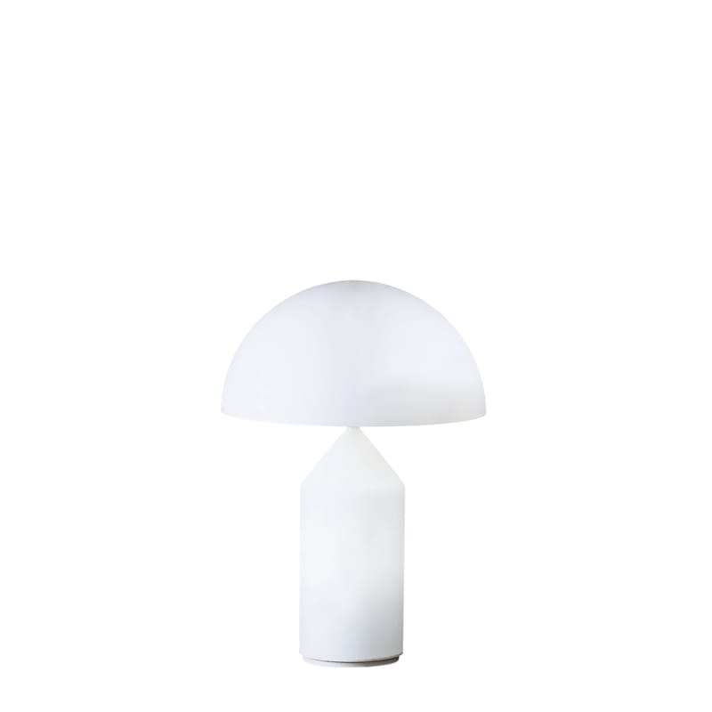 Luminaire - Lampes de table - Lampe de table Atollo Small verre blanc / H 35 cm / Vico Magistretti, 1977 - O luce - Blanc opalin (verre) - Verre soufflé de Murano