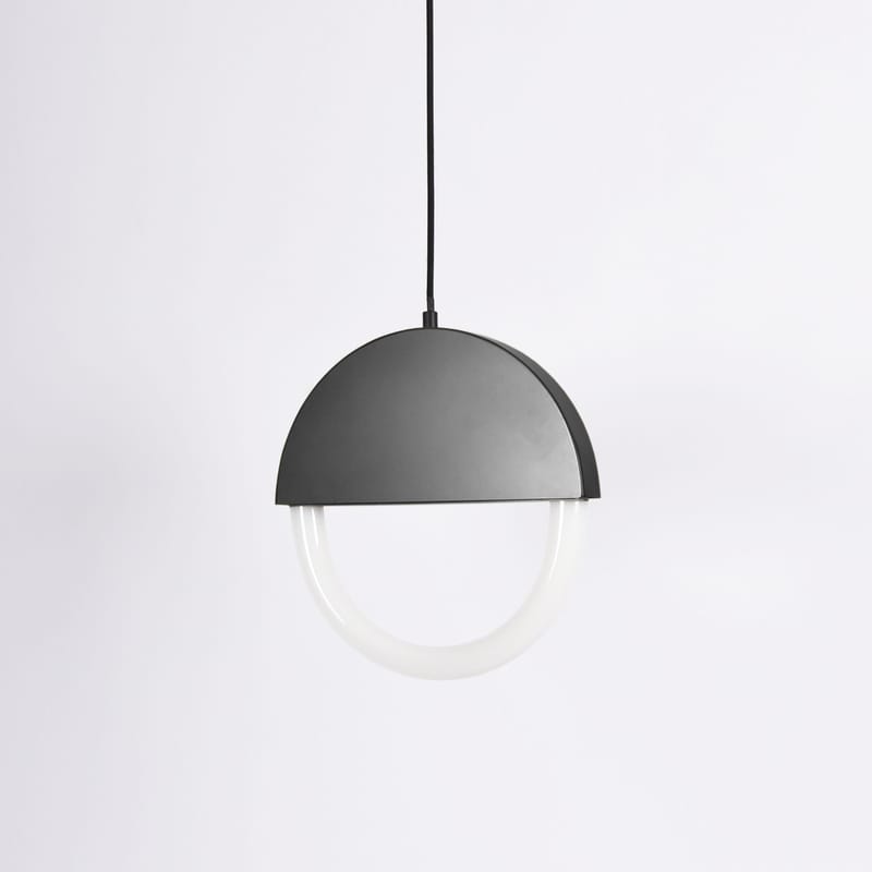 Illuminazione - Lampadari - Sospensione Percent LED metallo nero / Ø 30 cm - Forma appiattita - ENOstudio - Noir - Acciaio verniciato, Vetro