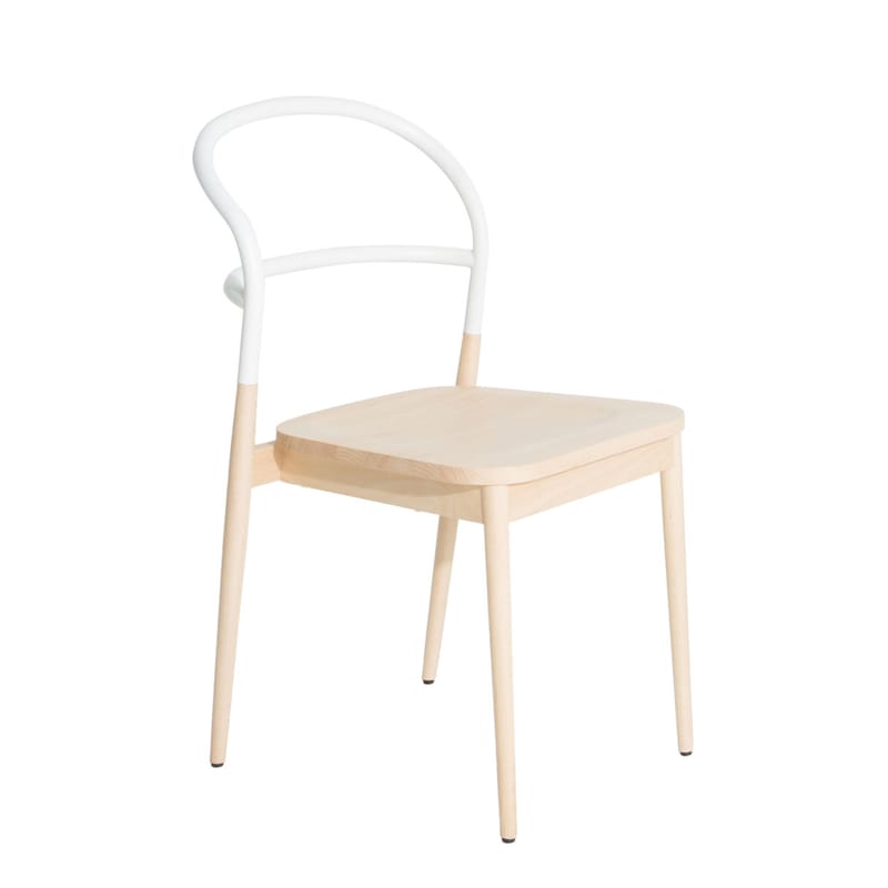Möbel - Stühle  - Stuhl Dojo metall weiß holz natur / Buche & Stahl - Petite Friture - Buche / weiß - bemalter Stahl, Buchenfurnier