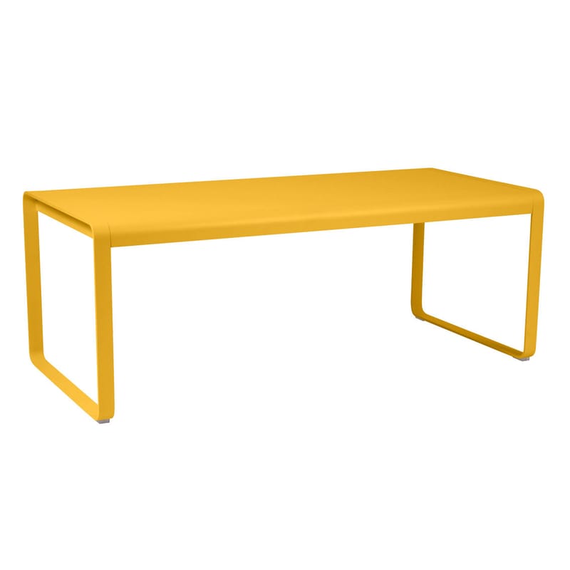 Jardin - Tables de jardin - Table rectangulaire Bellevie métal jaune / 196 x 90 cm - 8 à 10 personnes - Fermob - Miel texturé - Aluminium