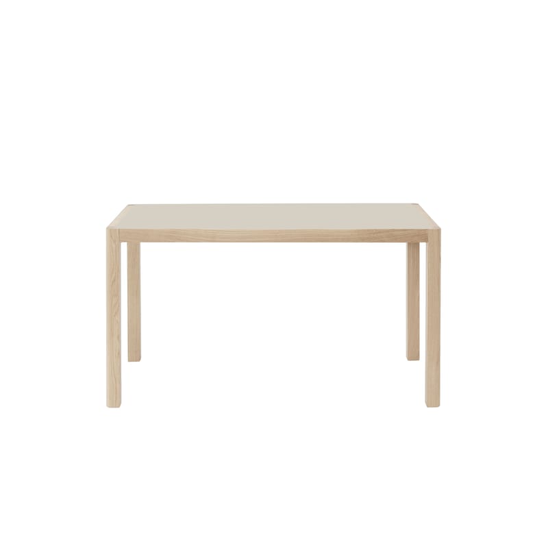Mobilier - Bureaux - Table rectangulaire Workshop gris bois naturel / Linoleum - 130 x 65 cm - Muuto - Linoleum gris chaud / Pieds chêne - Chêne massif, Linoléum