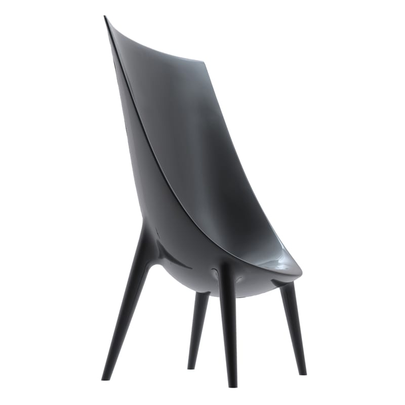 Mobilier - Chaises, fauteuils de salle à manger - Fauteuil Out-In plastique noir / dossier haut - Driade - Noir anthracite - Polyéthylène