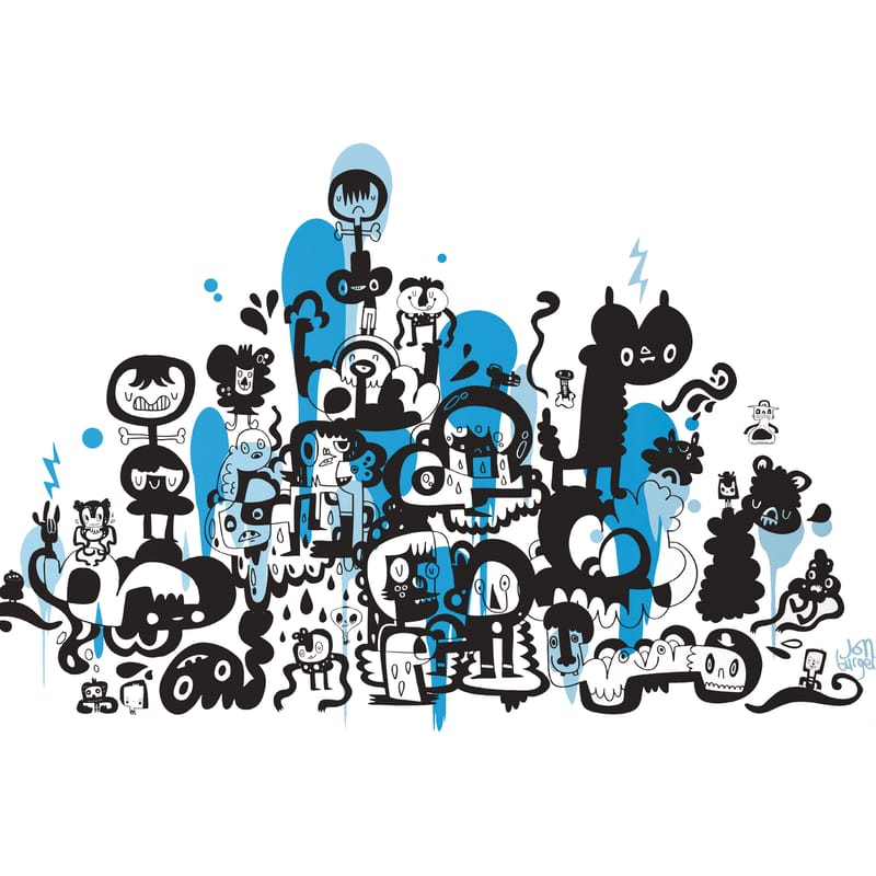 Décoration - Pour les enfants - Sticker Adventures on doodle-safari 2 plastique papier bleu - Domestic - Bleu - Vinyle